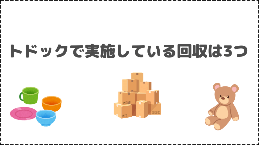 トドックで実施している回収は3つ